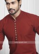 Men Rust Solid Short Kurta